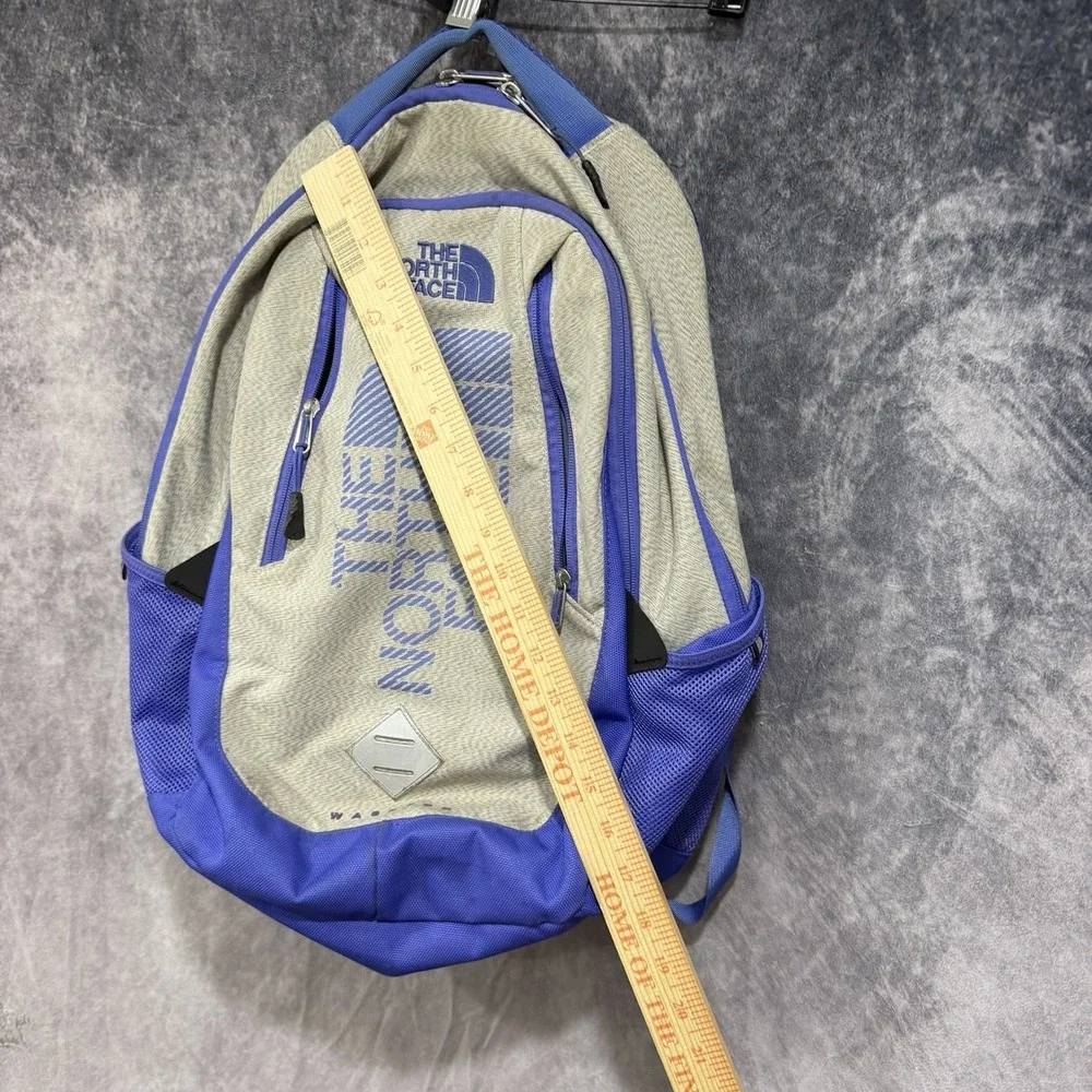The North Face Wasatch Backpack Gray Blue Logo Hiking School Laptop Travel
